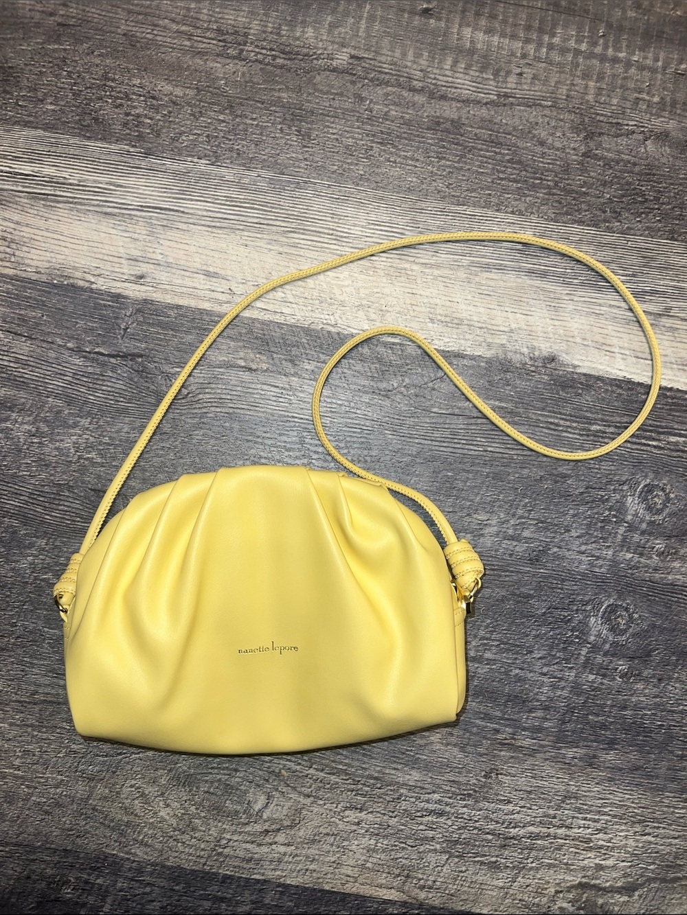 Nanette Lepore Butter Yellow Faux Leather Crossbody Shoulder Bag